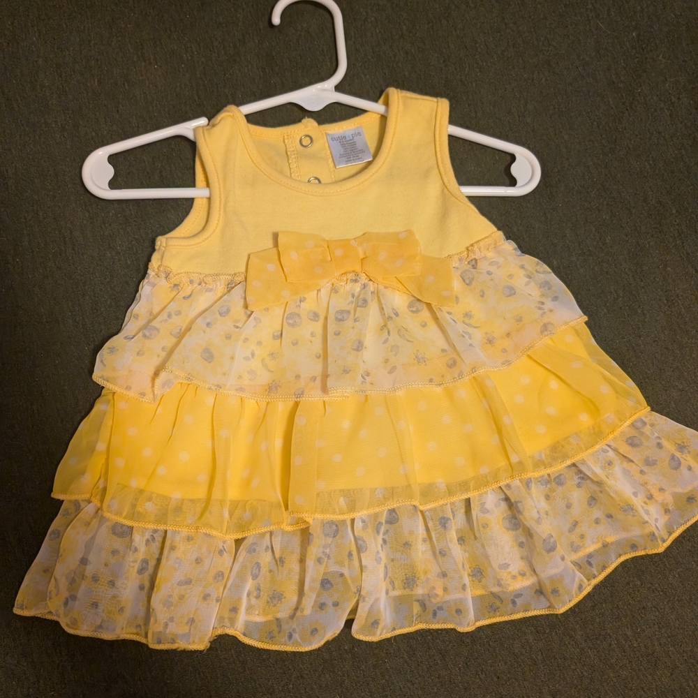 Yellow Layered Baby Dress with Bow